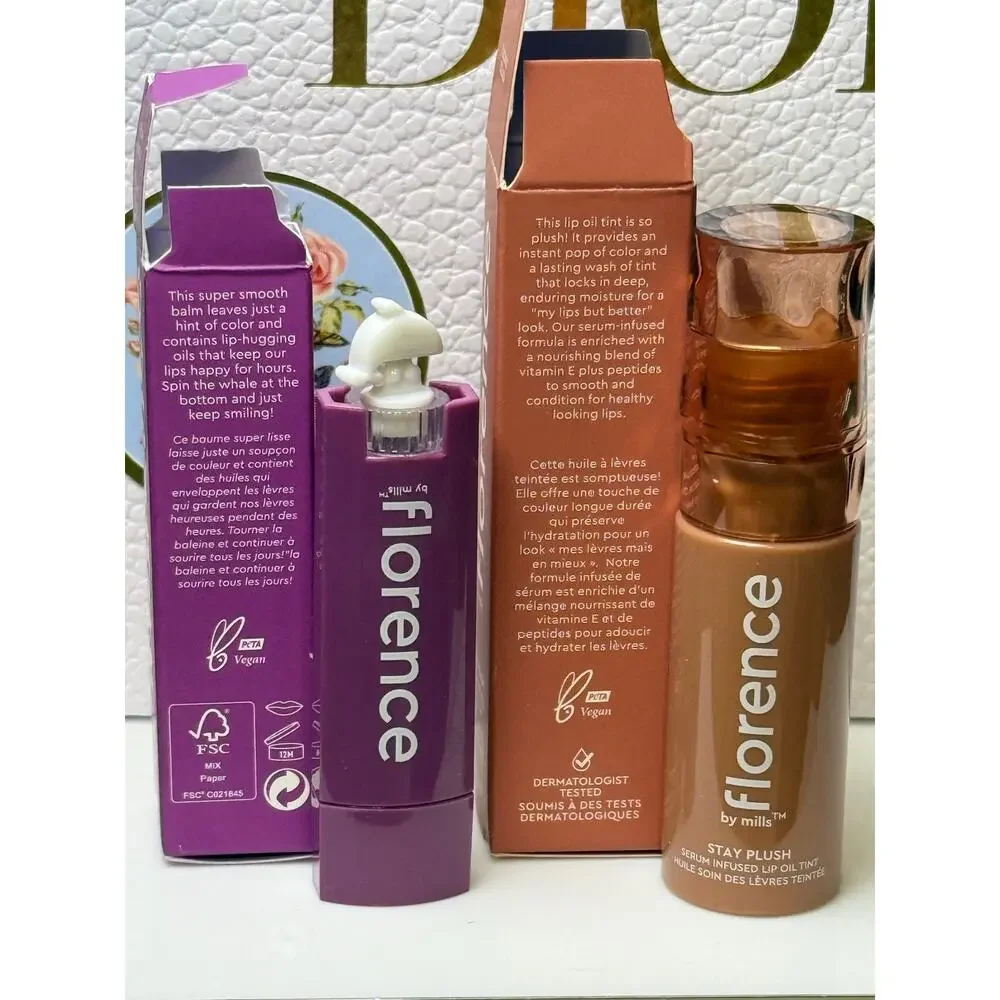 florence by mills BUNDLE - Stay Plush Lip Oil Tint & Tinted Lip Balm Bundle -NEW